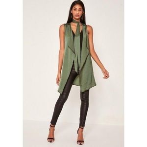 Missguided Waterfall Tie Neck Sleeveless Waistcoat